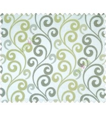 Large scroll continuous design green grey brown beige shiny base main curtain